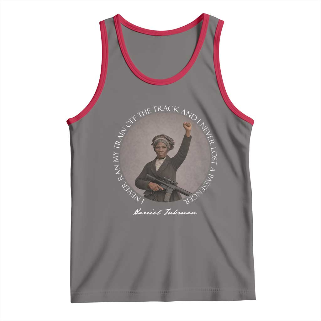 Harriet Tubman Quote Tank Top I Never Ran My Train Off The Track TS12 Deep Heather Red Print Your Wear