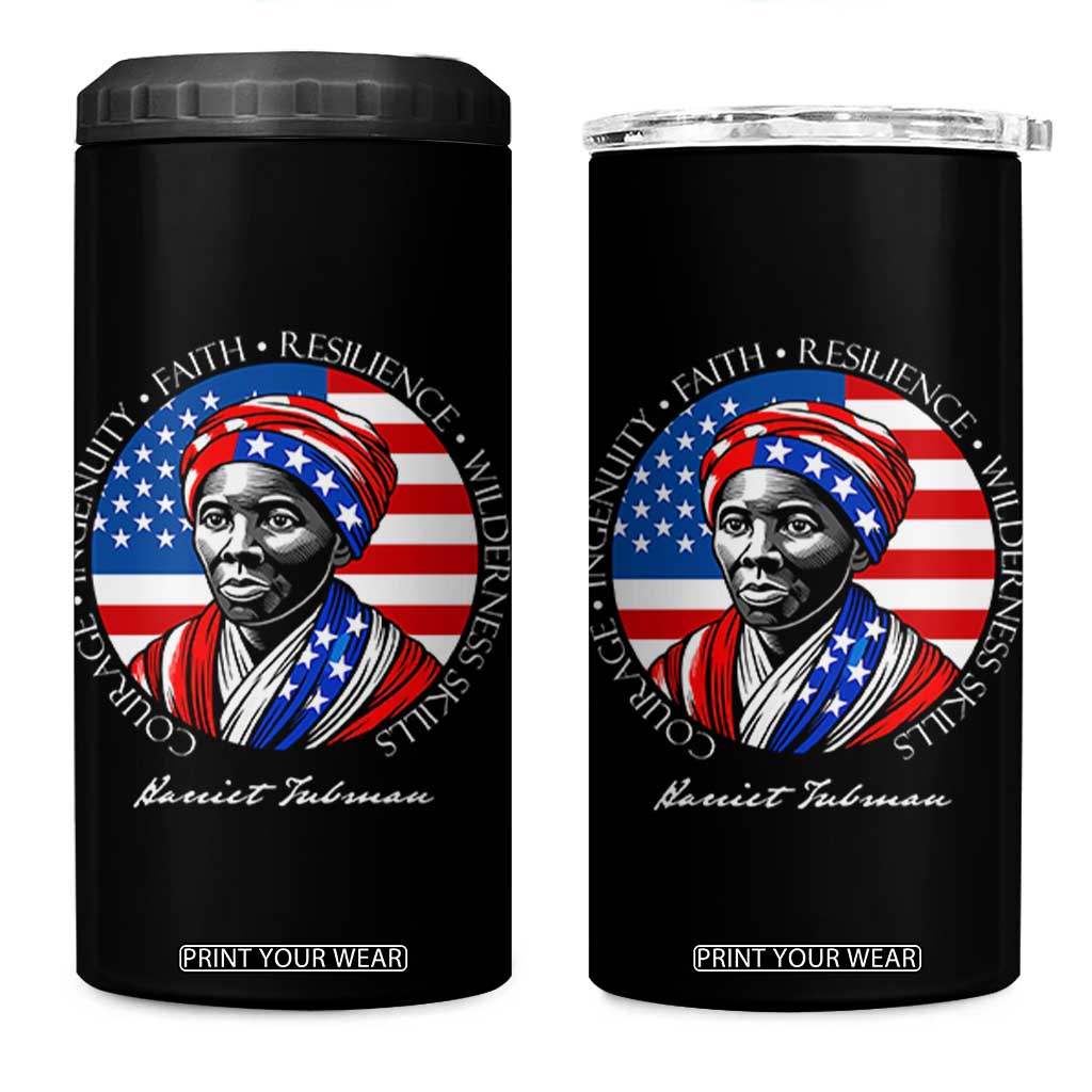 Harriet Tubman Patriotic 4 in 1 Can Cooler Tumbler Black History Month Gift TS12 One Size: 16 oz Black Print Your Wear