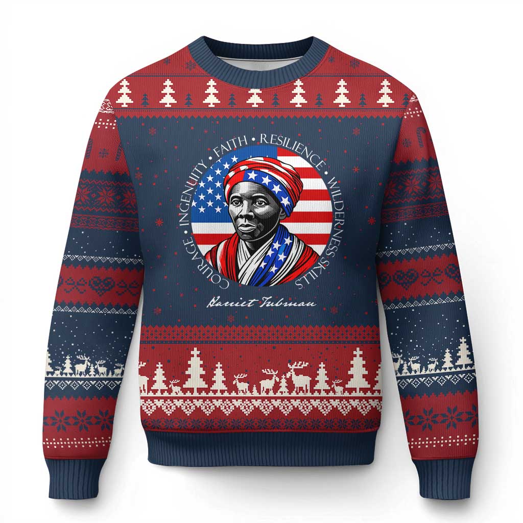 Harriet Tubman Patriotic Ugly Christmas Sweater Black History Month Gift TS12 Navy Red Print Your Wear