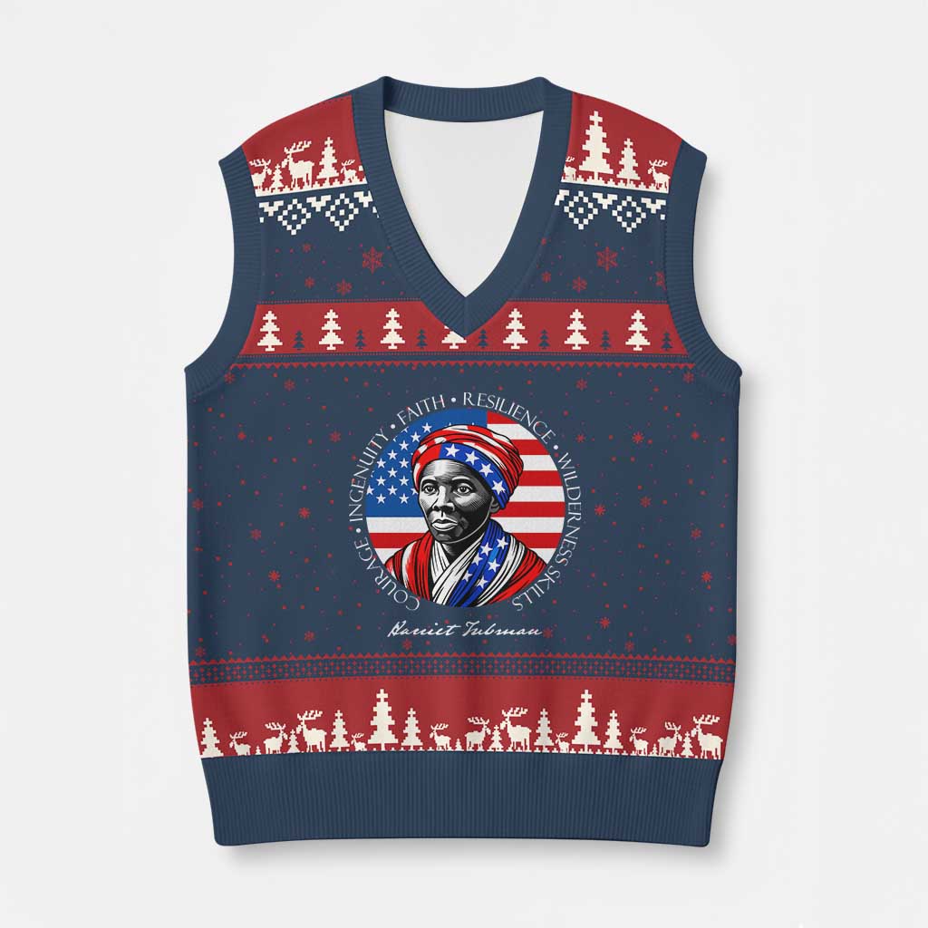 Harriet Tubman Patriotic V-Neck Knit Sweater Vest Black History Month Gift TS12 Navy Red Print Your Wear