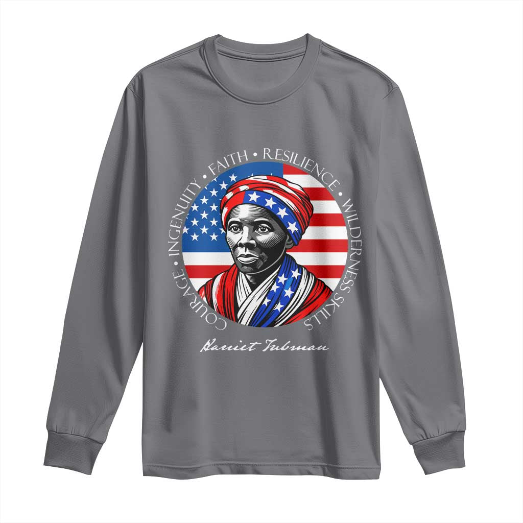 Harriet Tubman Patriotic Long Sleeve Shirt Black History Month Gift TS12 Charcoal Print Your Wear