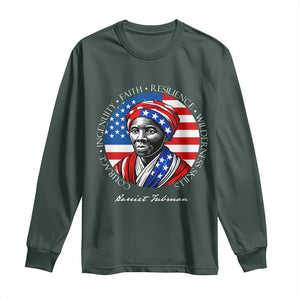 Harriet Tubman Patriotic Long Sleeve Shirt Black History Month Gift TS12 Dark Forest Green Print Your Wear