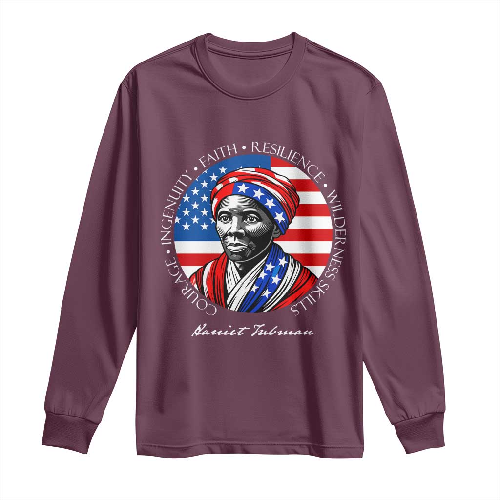 Harriet Tubman Patriotic Long Sleeve Shirt Black History Month Gift TS12 Maroon Print Your Wear