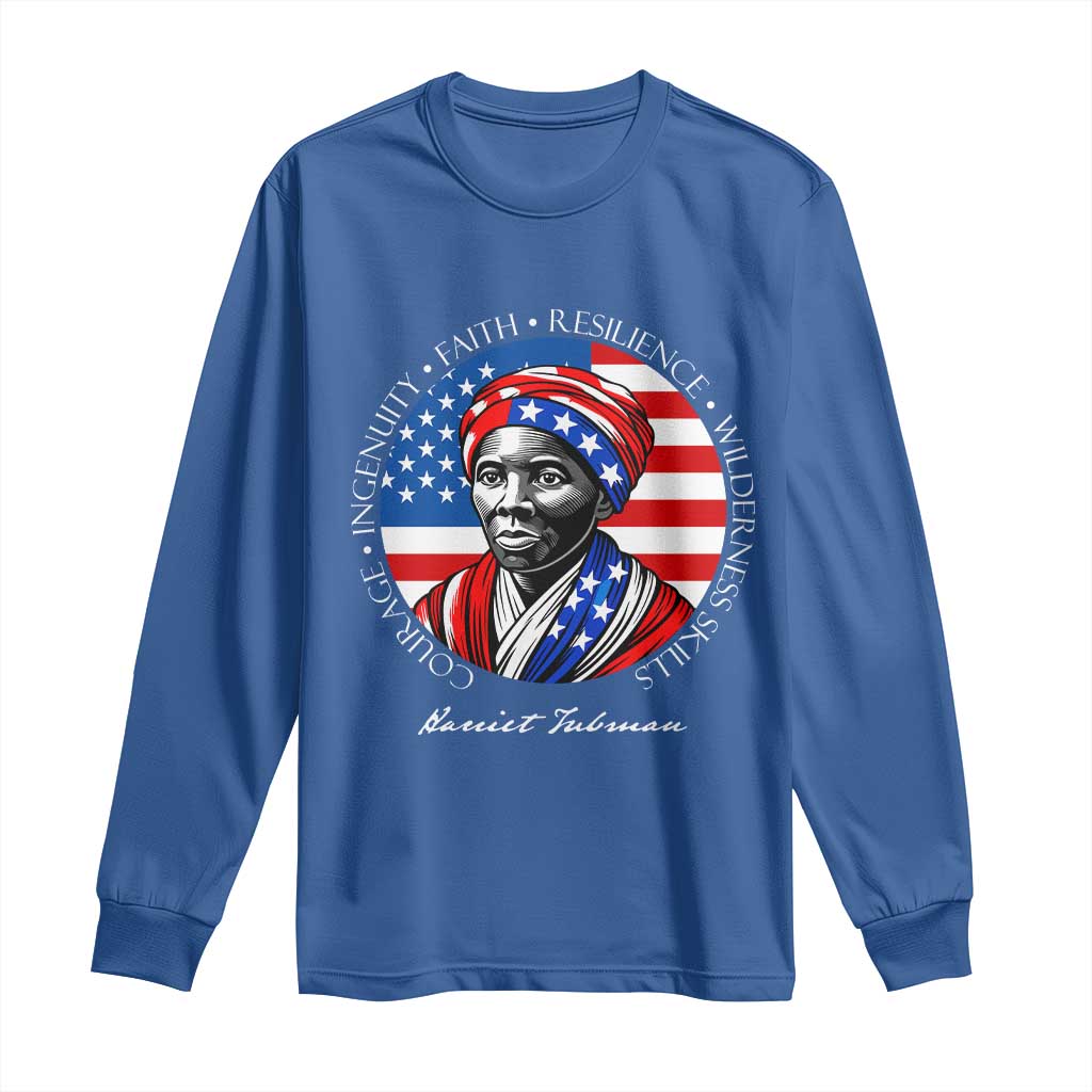 Harriet Tubman Patriotic Long Sleeve Shirt Black History Month Gift TS12 Royal Blue Print Your Wear