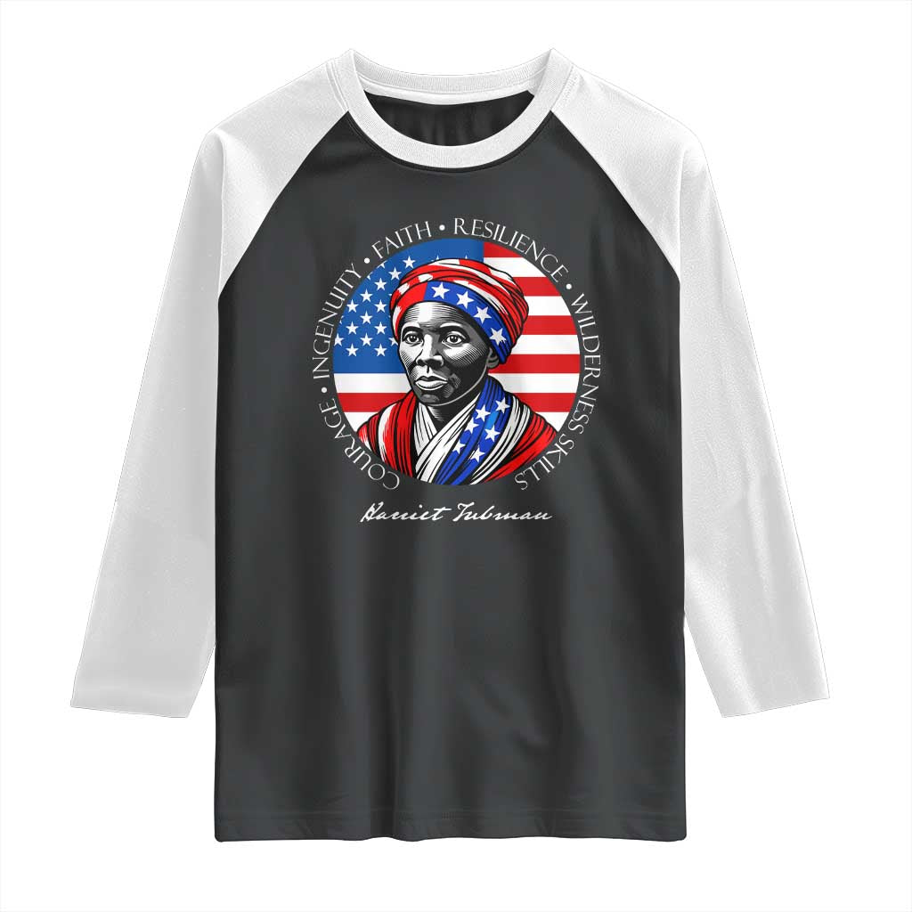 Harriet Tubman Patriotic Raglan Shirt Black History Month Gift TS12 Black White Print Your Wear