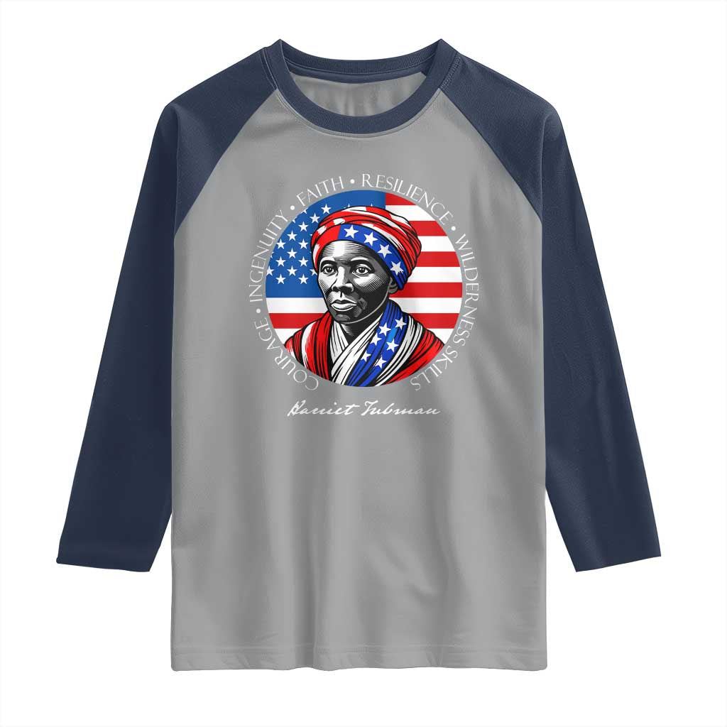 Harriet Tubman Patriotic Raglan Shirt Black History Month Gift TS12 Sport Gray Navy Print Your Wear
