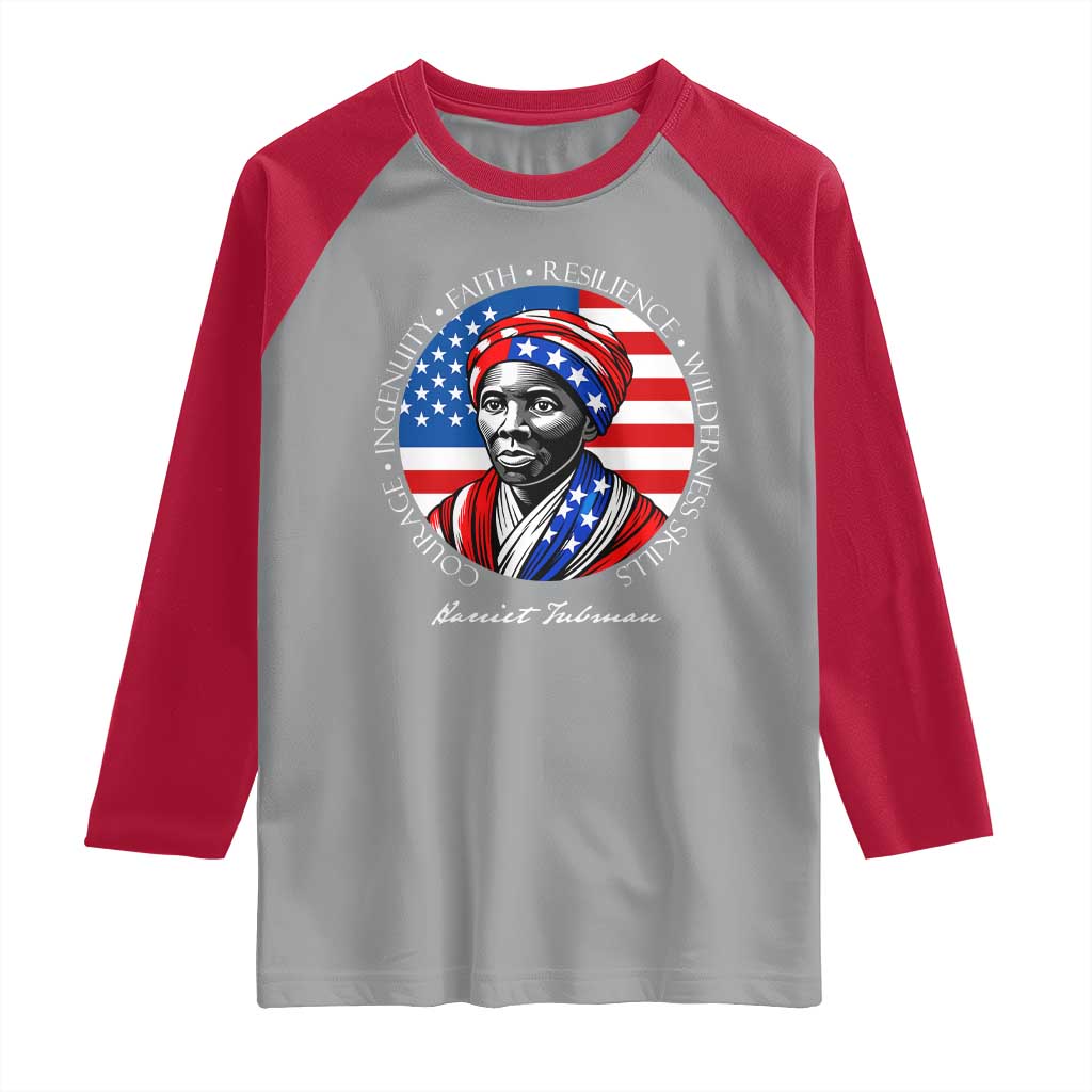 Harriet Tubman Patriotic Raglan Shirt Black History Month Gift TS12 Sport Gray Red Print Your Wear