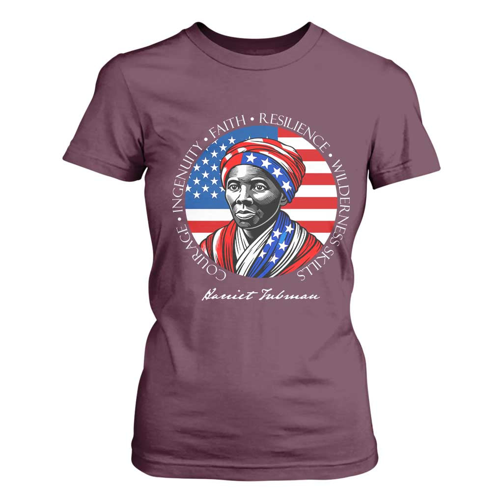 Harriet Tubman Patriotic T Shirt For Women Black History Month Gift TS12 Maroon Print Your Wear