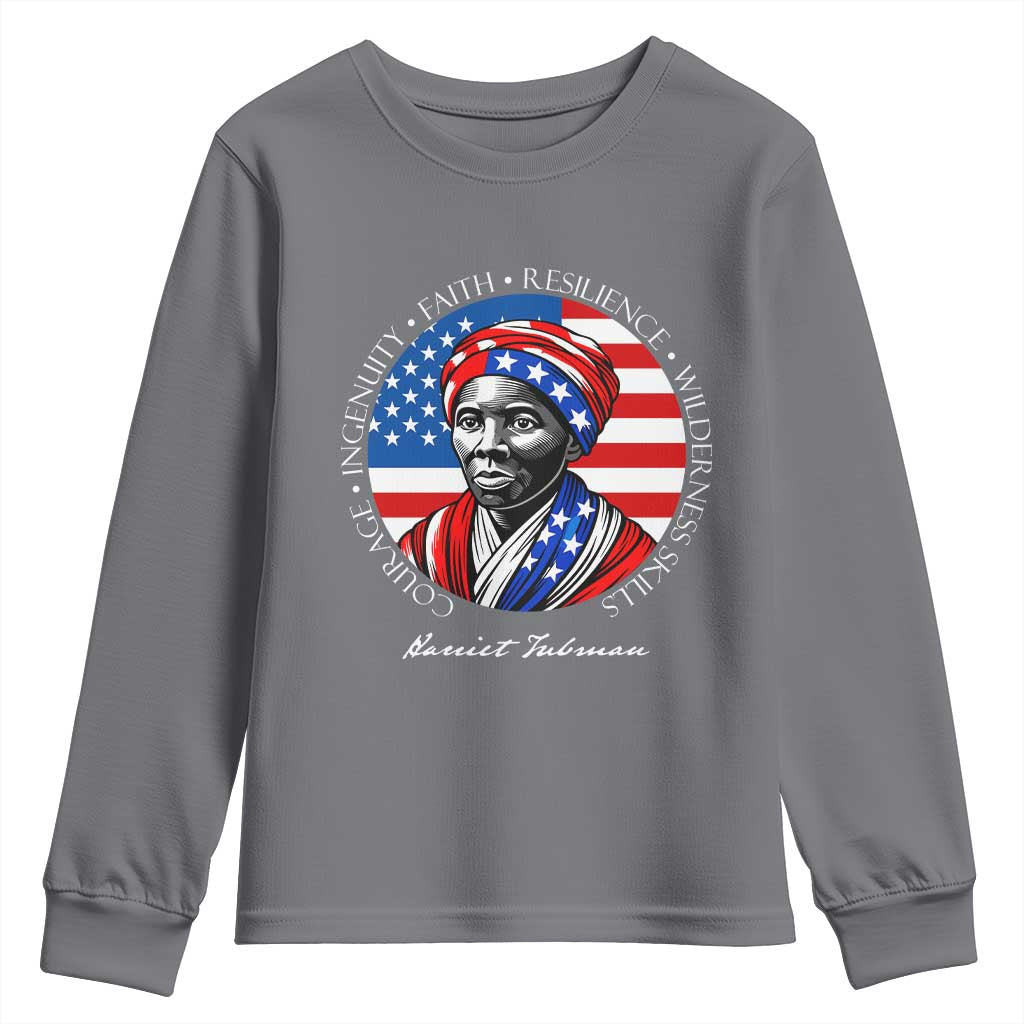 Harriet Tubman Patriotic Youth Sweatshirt Black History Month Gift TS12 Charcoal Print Your Wear