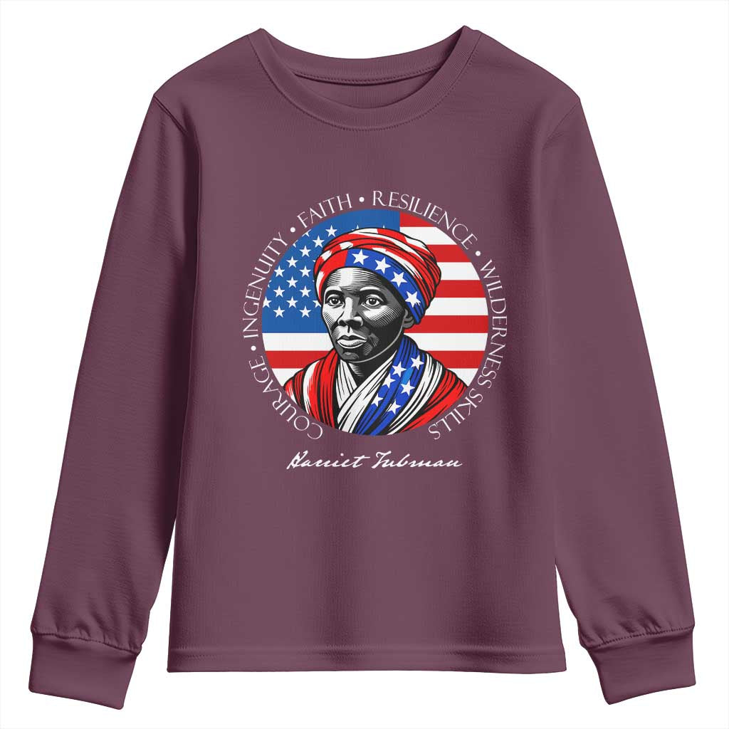 Harriet Tubman Patriotic Youth Sweatshirt Black History Month Gift TS12 Maroon Print Your Wear