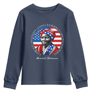 Harriet Tubman Patriotic Youth Sweatshirt Black History Month Gift TS12 Navy Print Your Wear