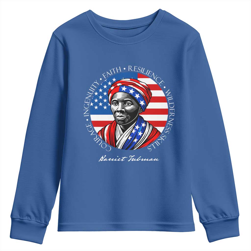 Harriet Tubman Patriotic Youth Sweatshirt Black History Month Gift TS12 Royal Blue Print Your Wear