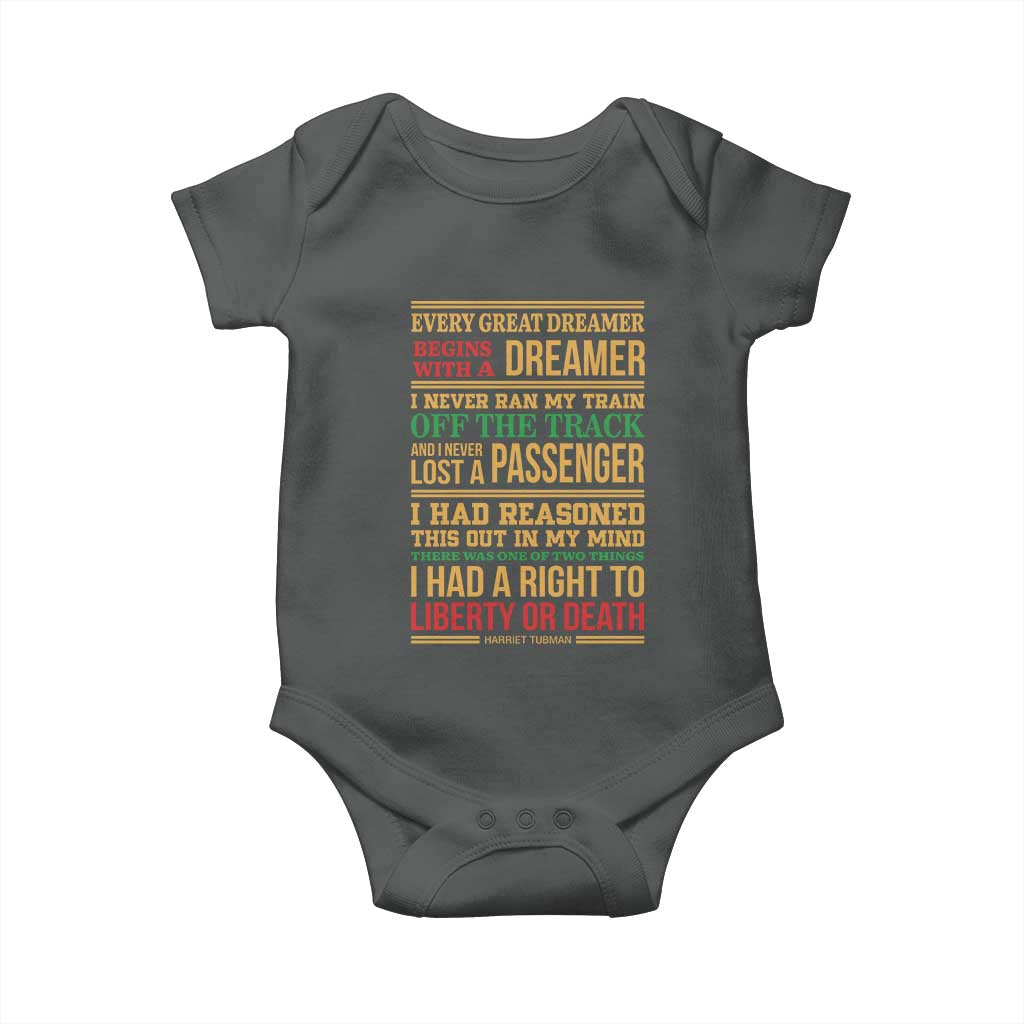 Harriet Tubman Powerful Quote Baby Onesie Strong Black Women Pride TS12 Dark Heather Print Your Wear
