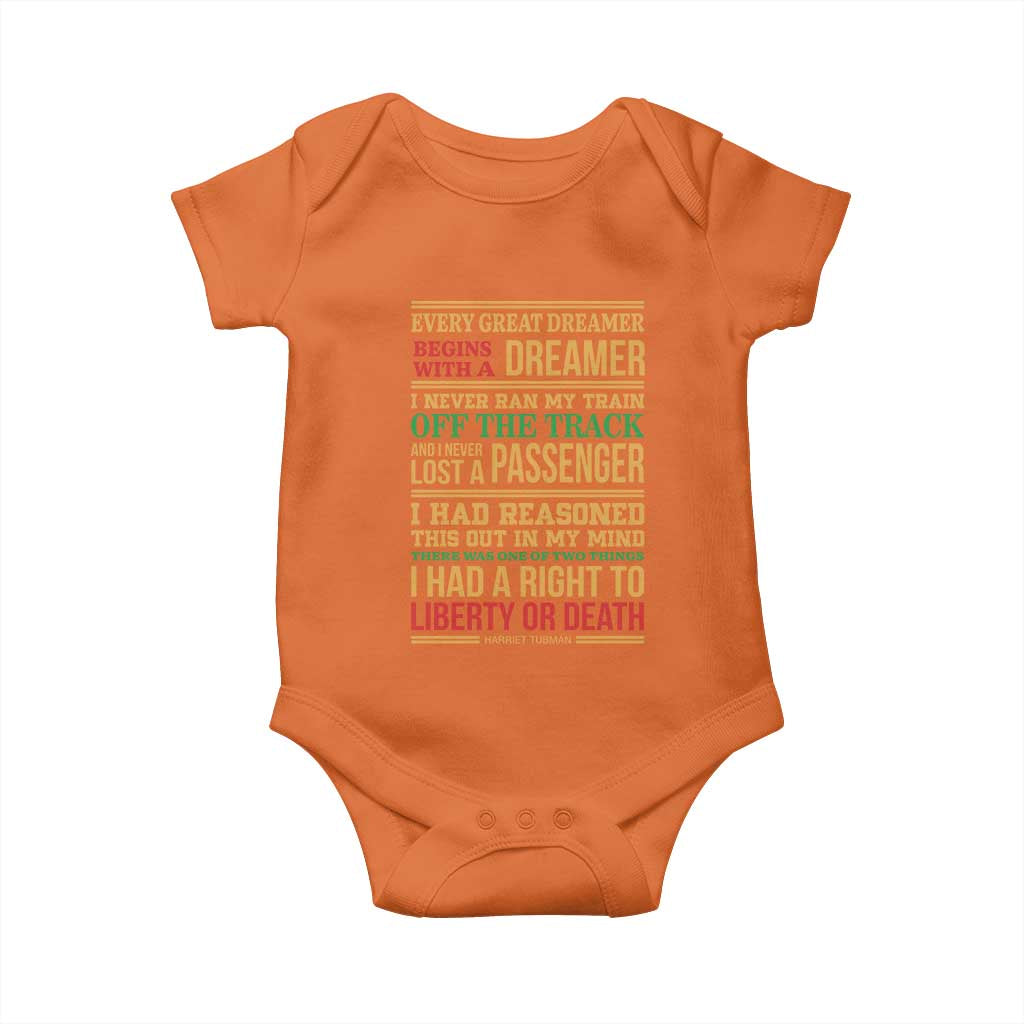 Harriet Tubman Powerful Quote Baby Onesie Strong Black Women Pride TS12 Orange Print Your Wear