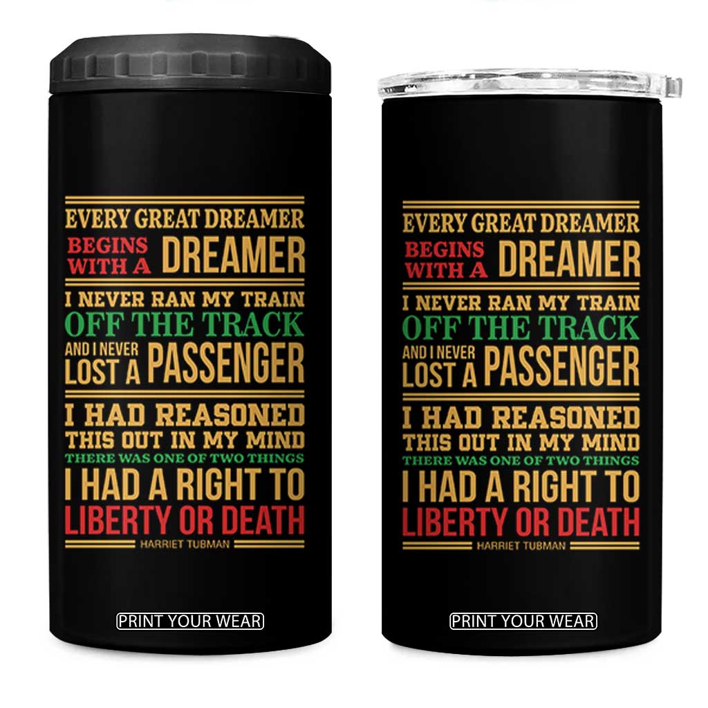 Harriet Tubman Powerful Quote 4 in 1 Can Cooler Tumbler Strong Black Women Pride TS12 One Size: 16 oz Black Print Your Wear
