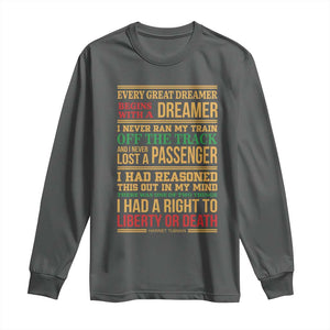 Harriet Tubman Powerful Quote Long Sleeve Shirt Strong Black Women Pride TS12 Dark Heather Print Your Wear