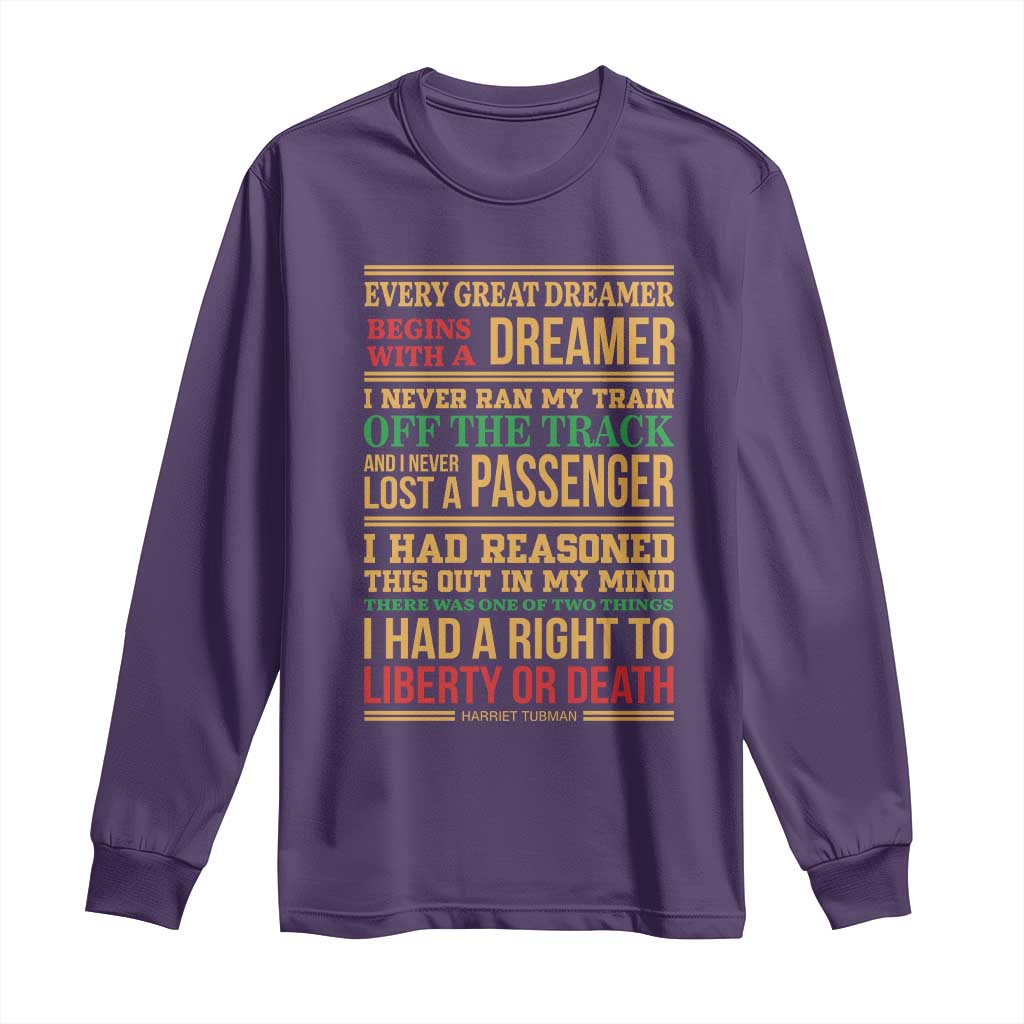 Harriet Tubman Powerful Quote Long Sleeve Shirt Strong Black Women Pride TS12 Purple Print Your Wear