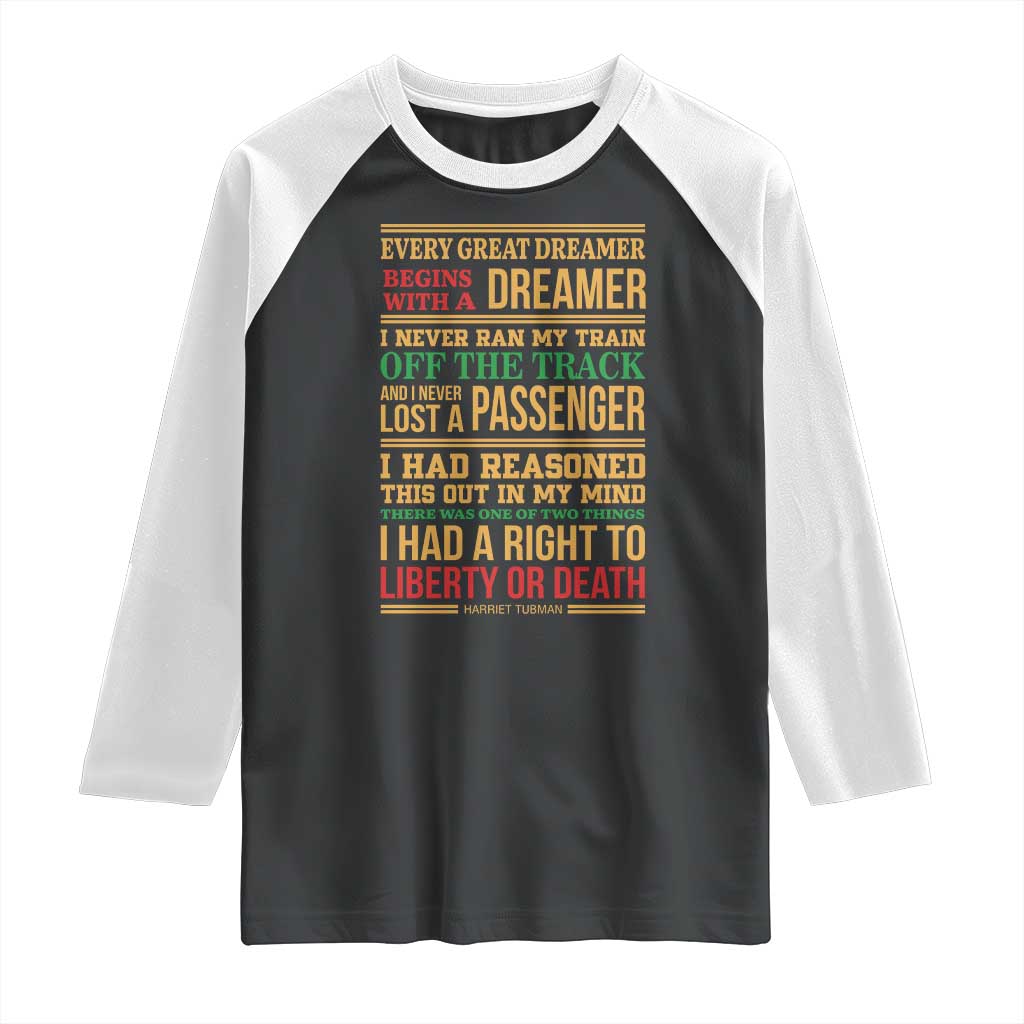 Harriet Tubman Powerful Quote Raglan Shirt Strong Black Women Pride TS12 Black White Print Your Wear