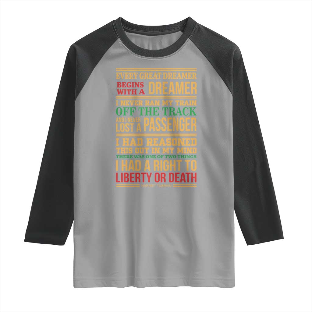 Harriet Tubman Powerful Quote Raglan Shirt Strong Black Women Pride TS12 Sport Gray Black Print Your Wear