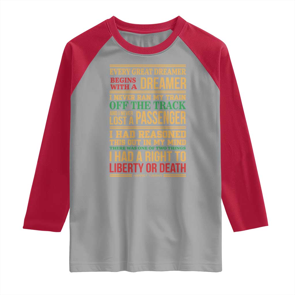 Harriet Tubman Powerful Quote Raglan Shirt Strong Black Women Pride TS12 Sport Gray Red Print Your Wear