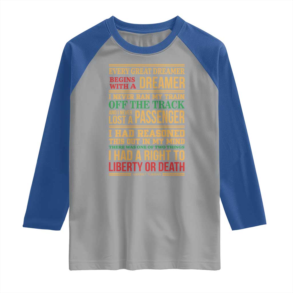 Harriet Tubman Powerful Quote Raglan Shirt Strong Black Women Pride TS12 Sport Gray Royal Print Your Wear