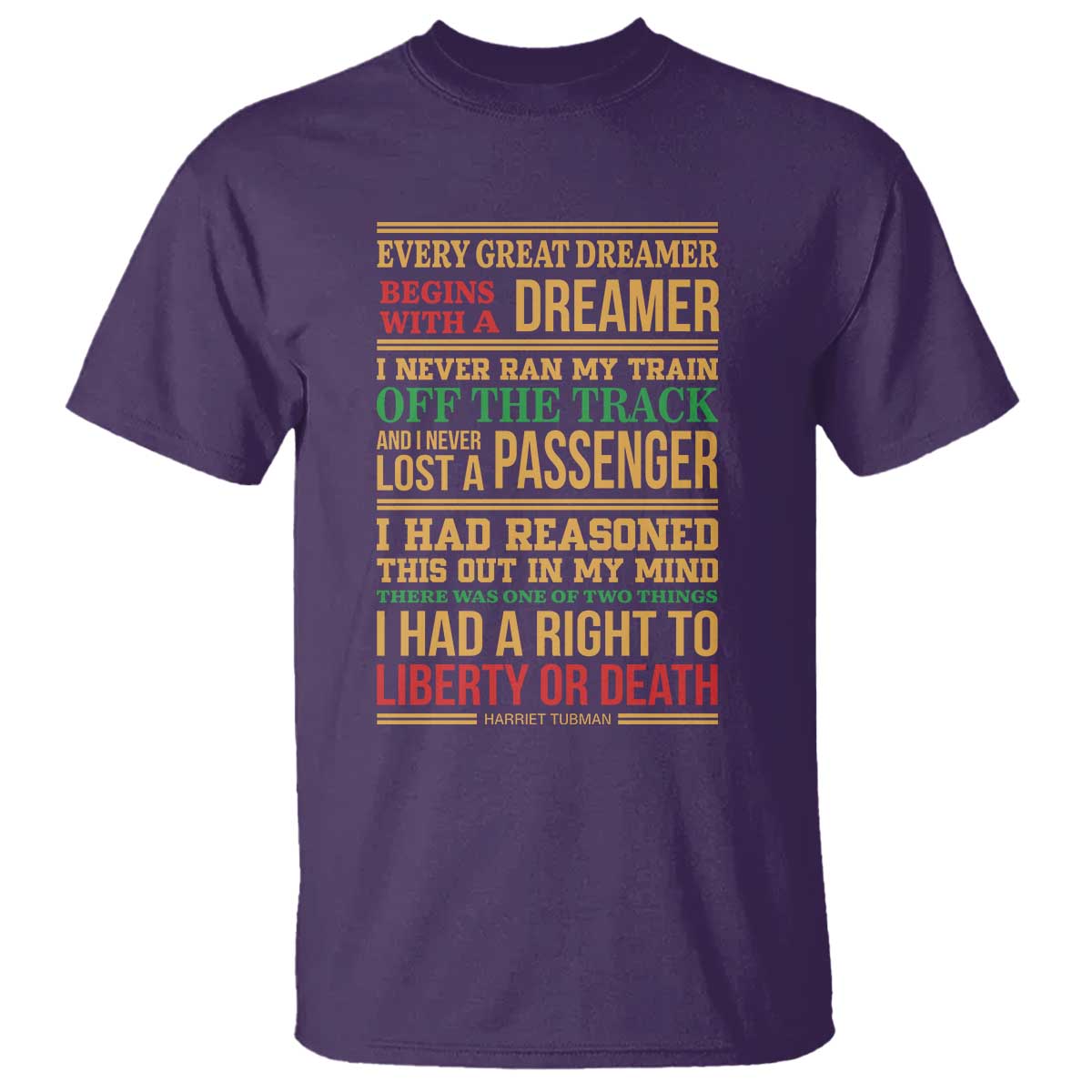 Harriet Tubman Powerful Quote T Shirt Strong Black Women Pride TS12 Purple Print Your Wear