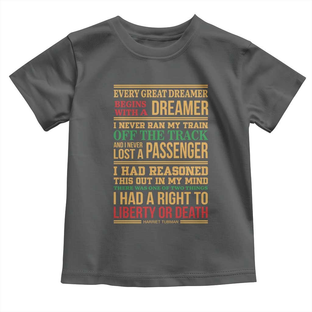 Harriet Tubman Powerful Quote Toddler T Shirt Strong Black Women Pride TS12 Dark Heather Print Your Wear