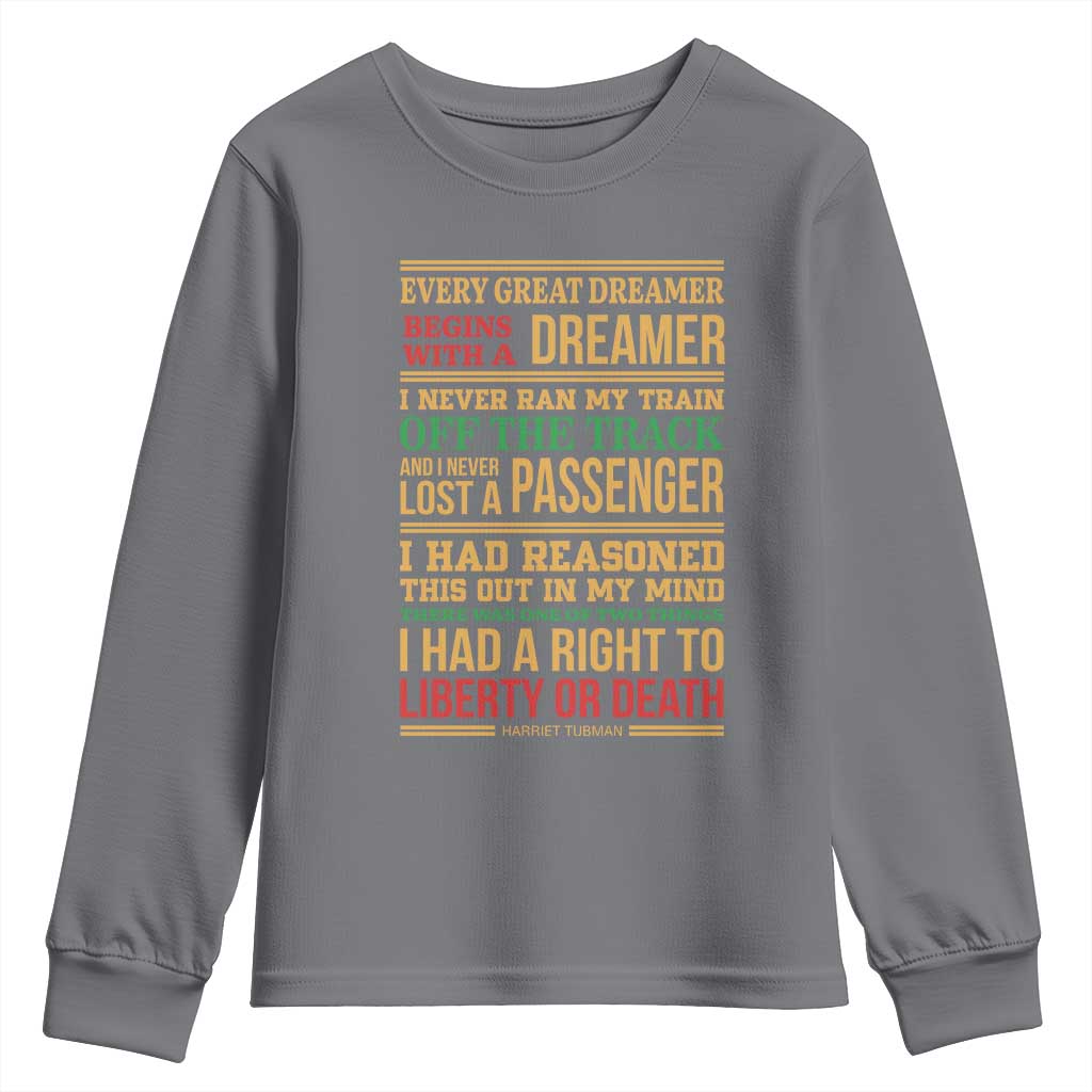 Harriet Tubman Powerful Quote Youth Sweatshirt Strong Black Women Pride TS12 Charcoal Print Your Wear