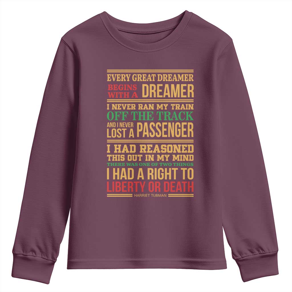 Harriet Tubman Powerful Quote Youth Sweatshirt Strong Black Women Pride TS12 Maroon Print Your Wear