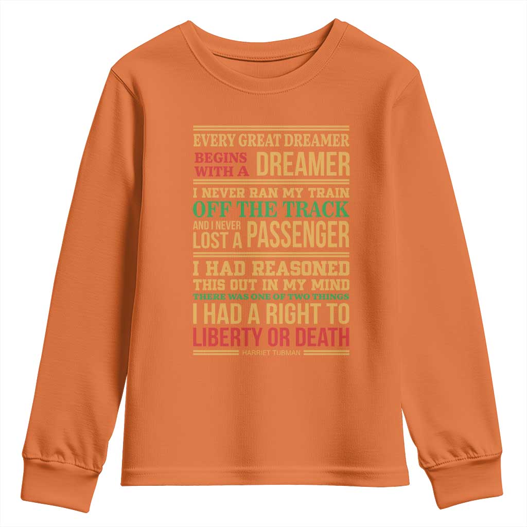 Harriet Tubman Powerful Quote Youth Sweatshirt Strong Black Women Pride TS12 Orange Print Your Wear