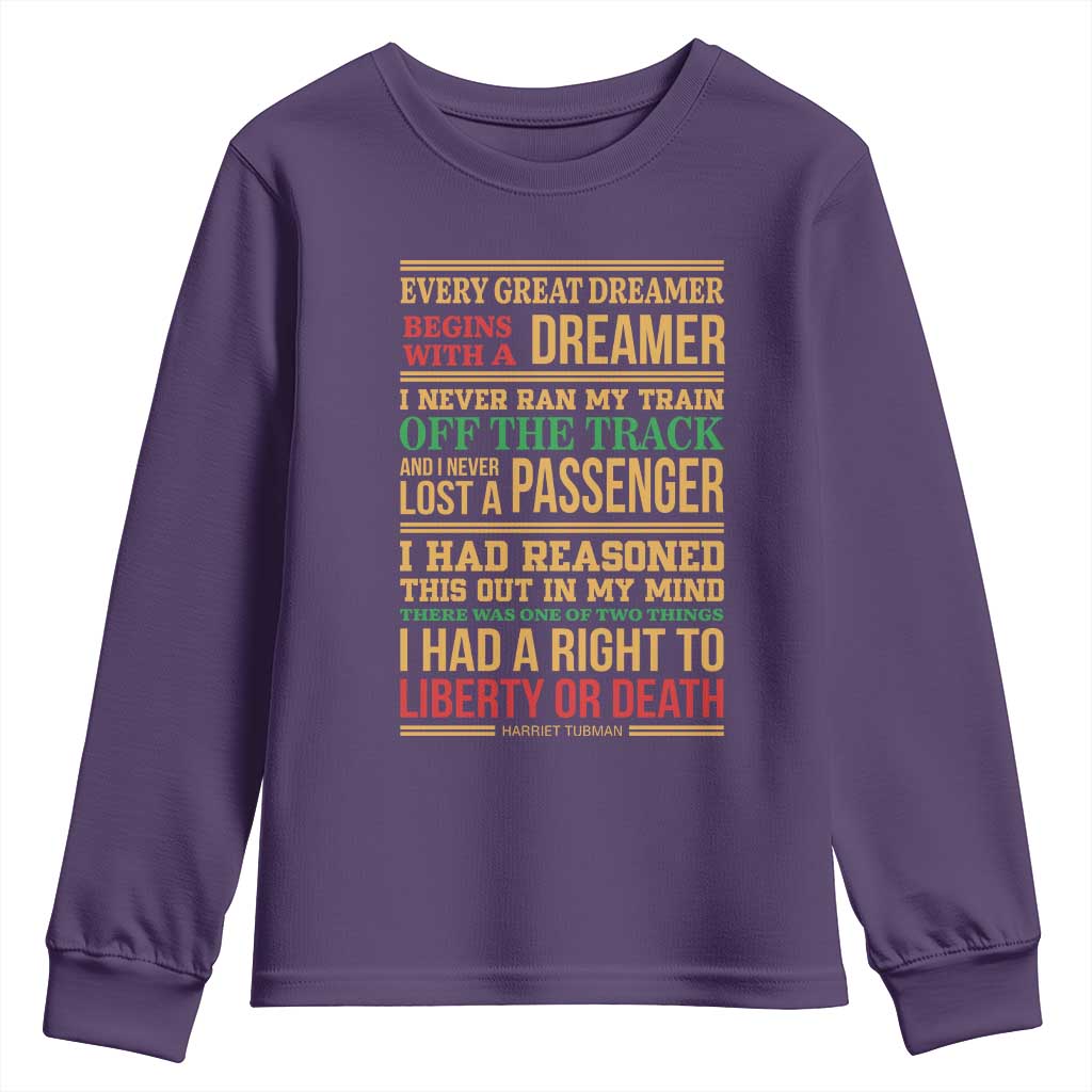 Harriet Tubman Powerful Quote Youth Sweatshirt Strong Black Women Pride TS12 Purple Print Your Wear