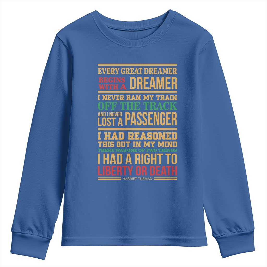 Harriet Tubman Powerful Quote Youth Sweatshirt Strong Black Women Pride TS12 Royal Blue Print Your Wear