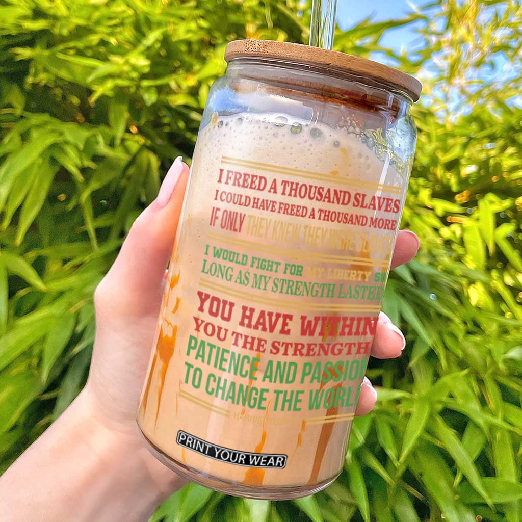 Harriet Tubman Powerful Quote Glass Can Female Empowerment History Gift TS12 Black Print Your Wear