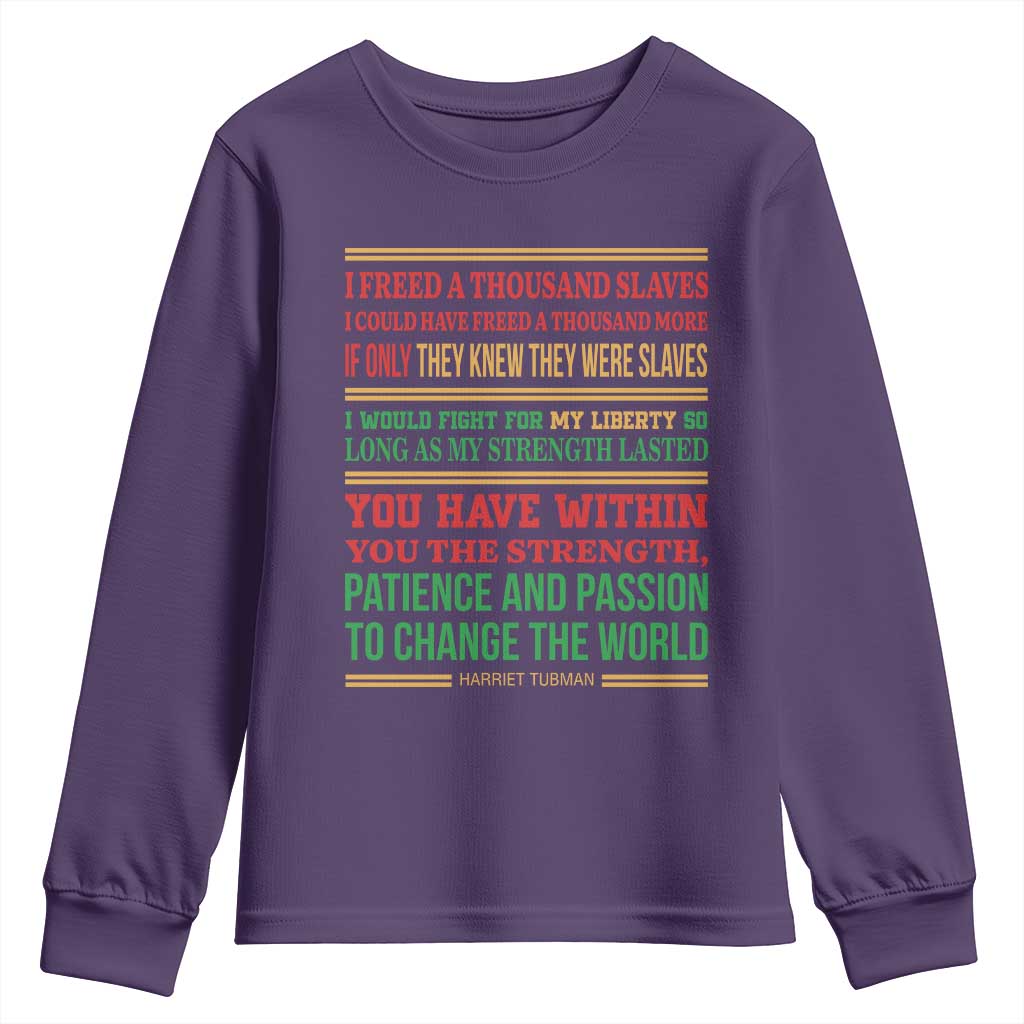 Harriet Tubman Powerful Quote Youth Sweatshirt Female Empowerment History Gift TS12 Purple Print Your Wear