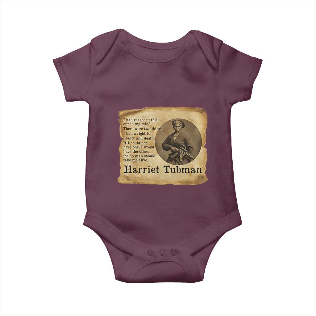 Harriet Tubman Quote Baby Onesie Liberty Or Death Empowerment Gift TS12 Maroon Print Your Wear