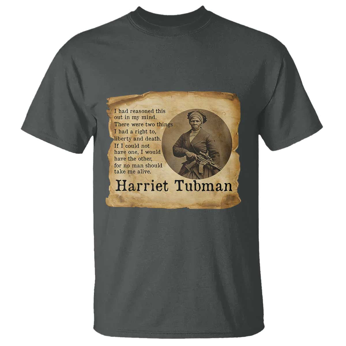 Harriet Tubman Quote T Shirt Liberty Or Death Empowerment Gift TS12 Dark Heather Print Your Wear