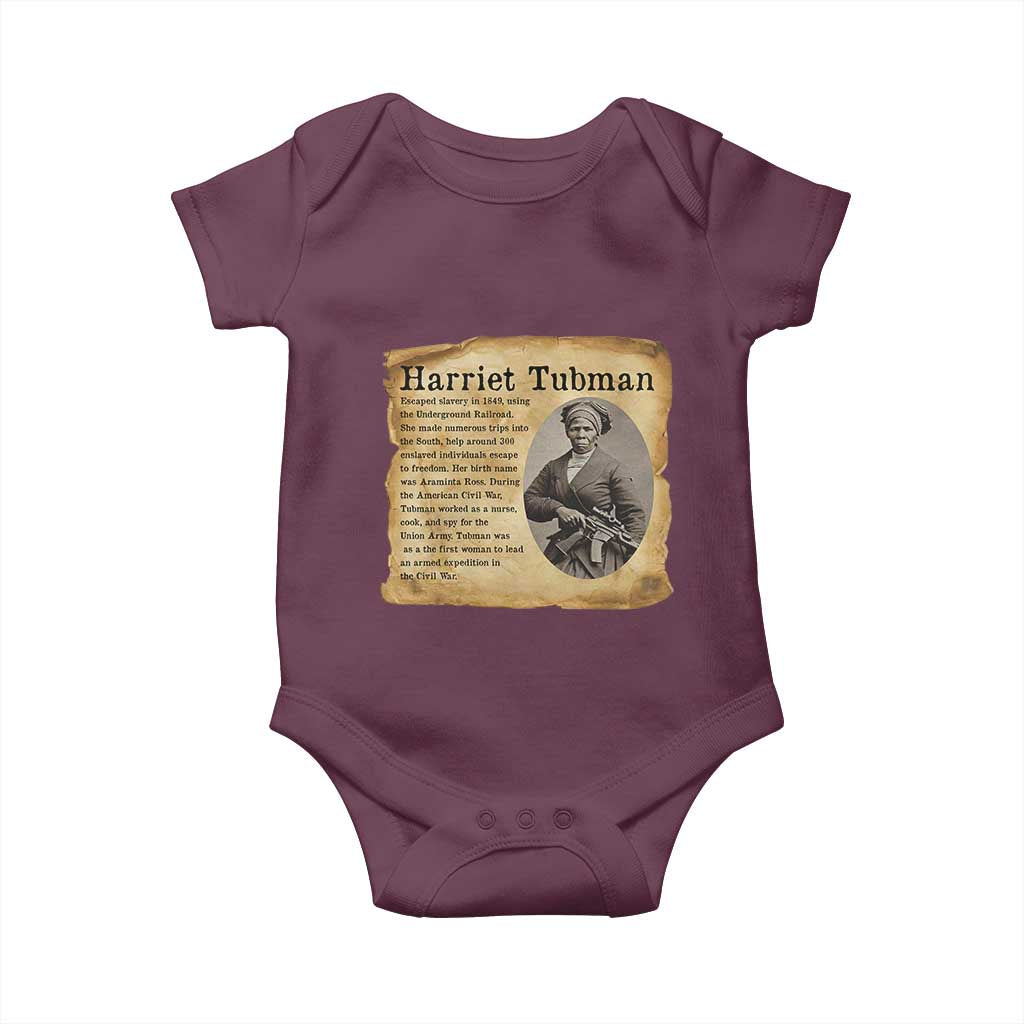 Vintage Harriet Tubman Poster Baby Onesie Female Empowerment History Gift TS12 Maroon Print Your Wear