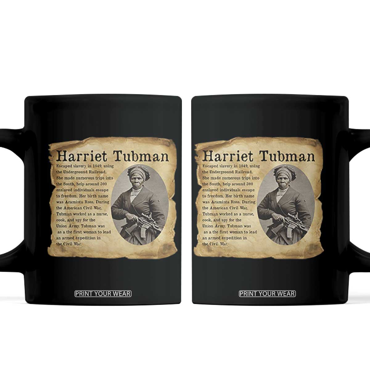 Vintage Harriet Tubman Poster Coffee Mug Female Empowerment History Gift TS12 Black Print Your Wear
