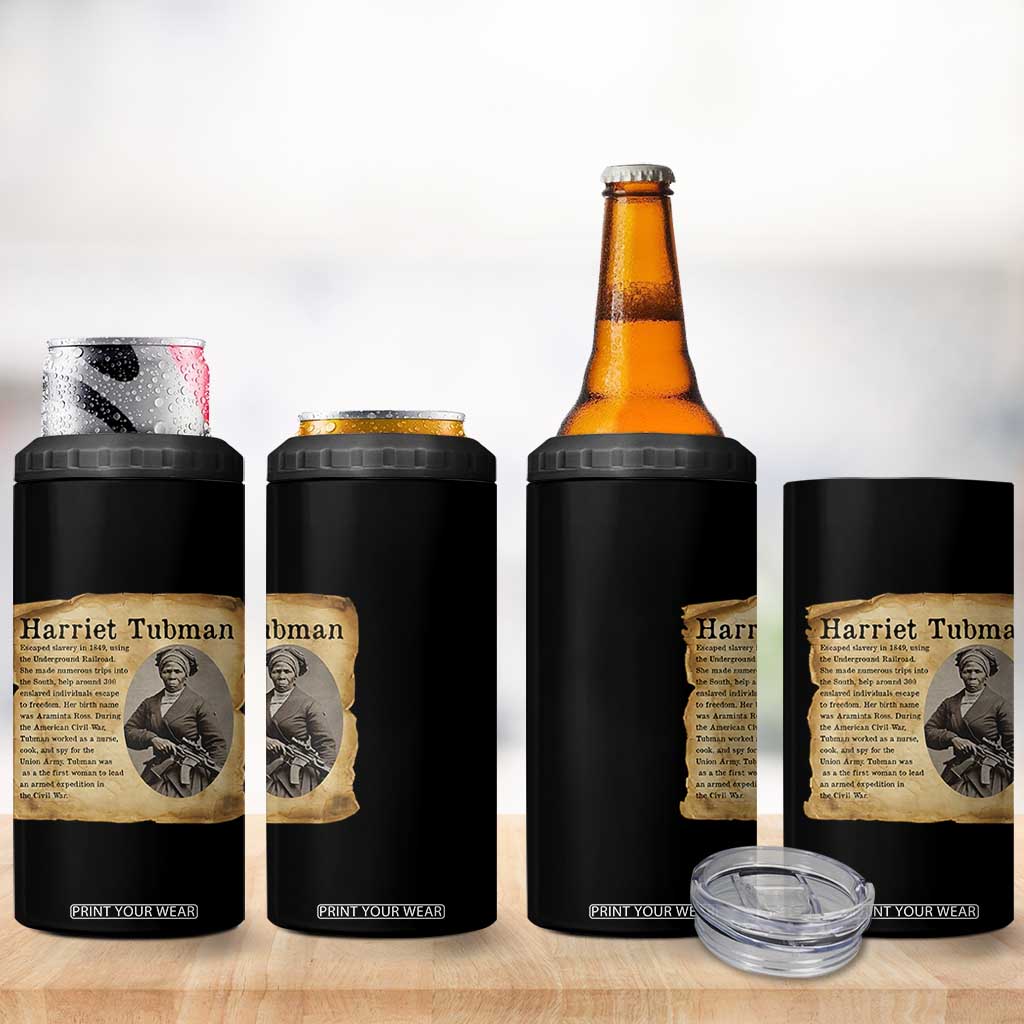 Vintage Harriet Tubman Poster 4 in 1 Can Cooler Tumbler Female Empowerment History Gift TS12 Print Your Wear