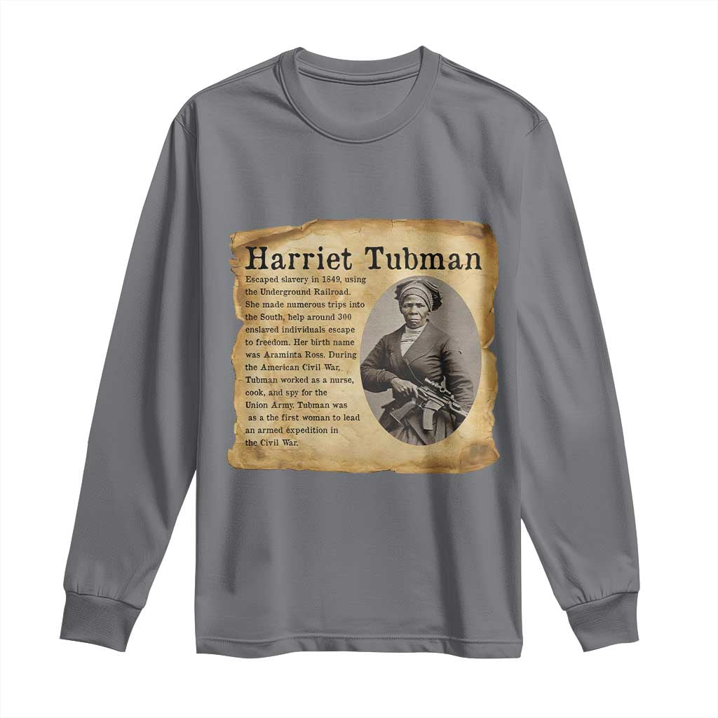 Vintage Harriet Tubman Poster Long Sleeve Shirt Female Empowerment History Gift TS12 Charcoal Print Your Wear