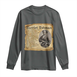 Vintage Harriet Tubman Poster Long Sleeve Shirt Female Empowerment History Gift TS12 Dark Heather Print Your Wear