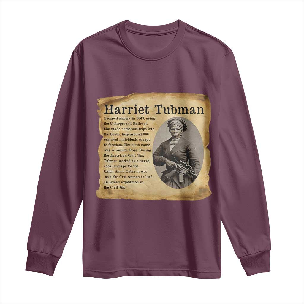Vintage Harriet Tubman Poster Long Sleeve Shirt Female Empowerment History Gift TS12 Maroon Print Your Wear