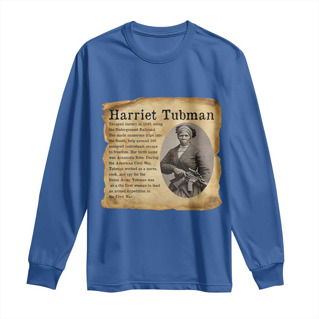 Vintage Harriet Tubman Poster Long Sleeve Shirt Female Empowerment History Gift TS12 Royal Blue Print Your Wear
