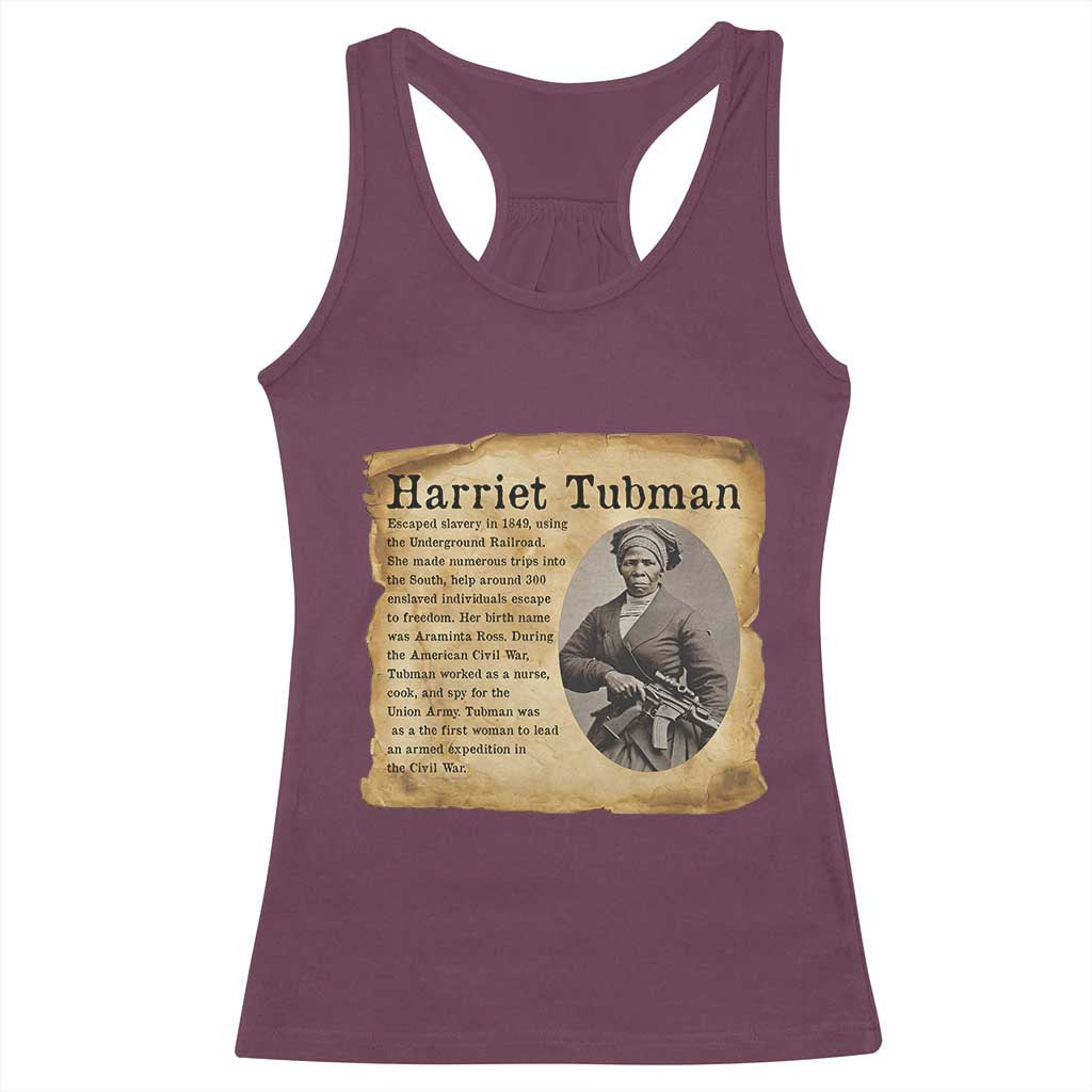 Vintage Harriet Tubman Poster Racerback Tank Top Female Empowerment History Gift TS12 Maroon Print Your Wear