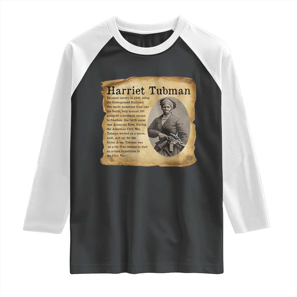 Vintage Harriet Tubman Poster Raglan Shirt Female Empowerment History Gift TS12 Black White Print Your Wear