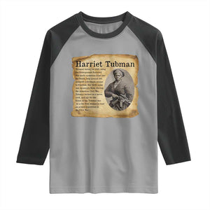 Vintage Harriet Tubman Poster Raglan Shirt Female Empowerment History Gift TS12 Sport Gray Black Print Your Wear