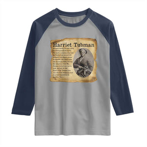 Vintage Harriet Tubman Poster Raglan Shirt Female Empowerment History Gift TS12 Sport Gray Navy Print Your Wear