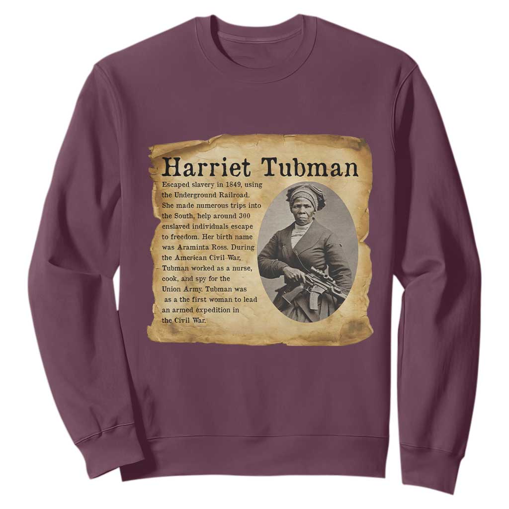 Vintage Harriet Tubman Poster Sweatshirt Female Empowerment History Gift TS12 Maroon Print Your Wear