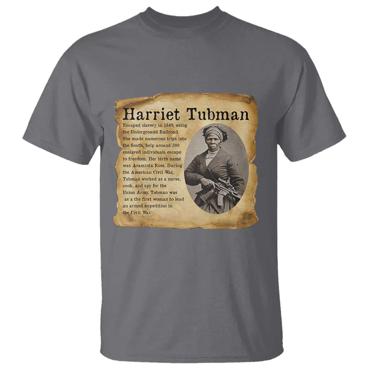 Vintage Harriet Tubman Poster T Shirt Female Empowerment History Gift TS12 Charcoal Print Your Wear