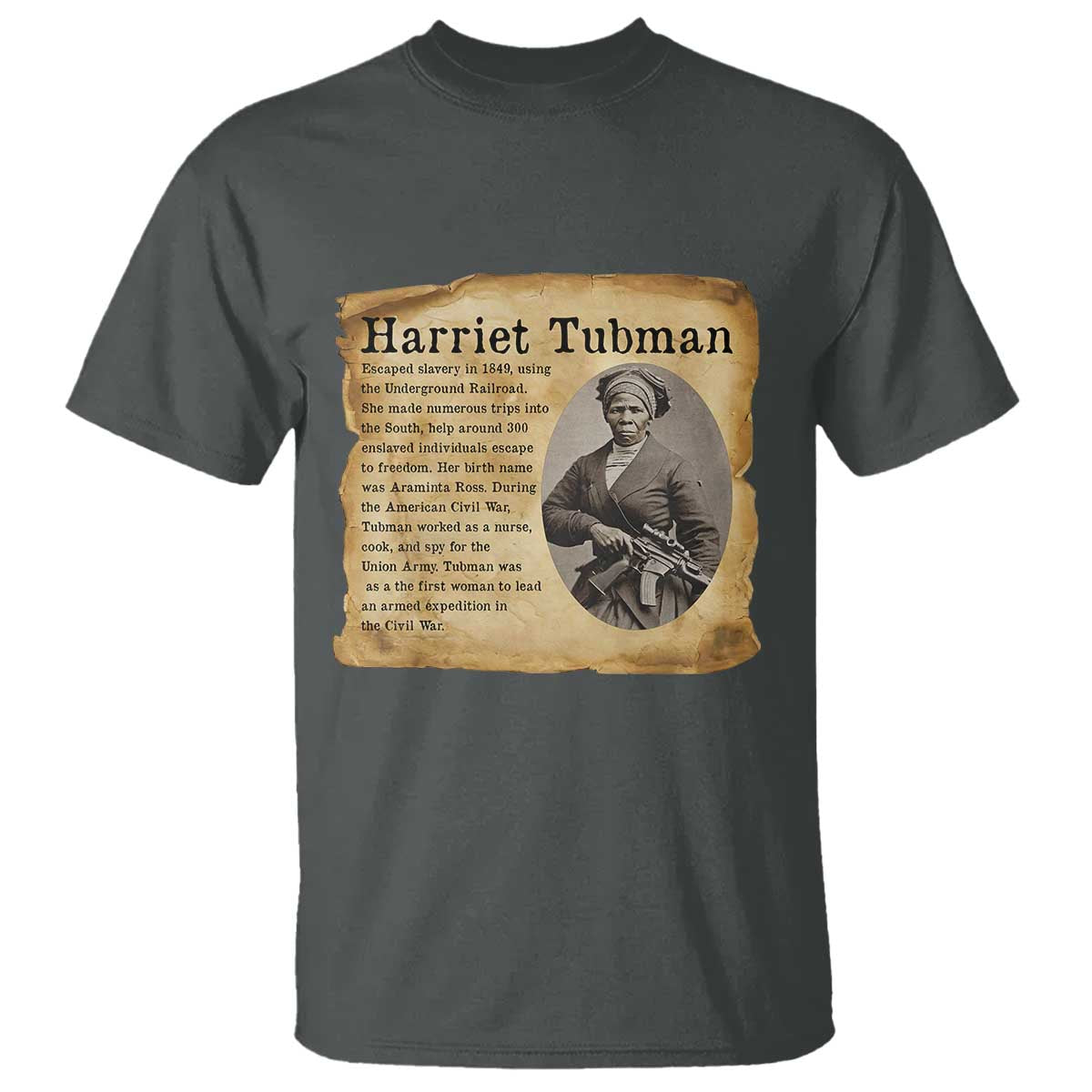 Vintage Harriet Tubman Poster T Shirt Female Empowerment History Gift TS12 Dark Heather Print Your Wear